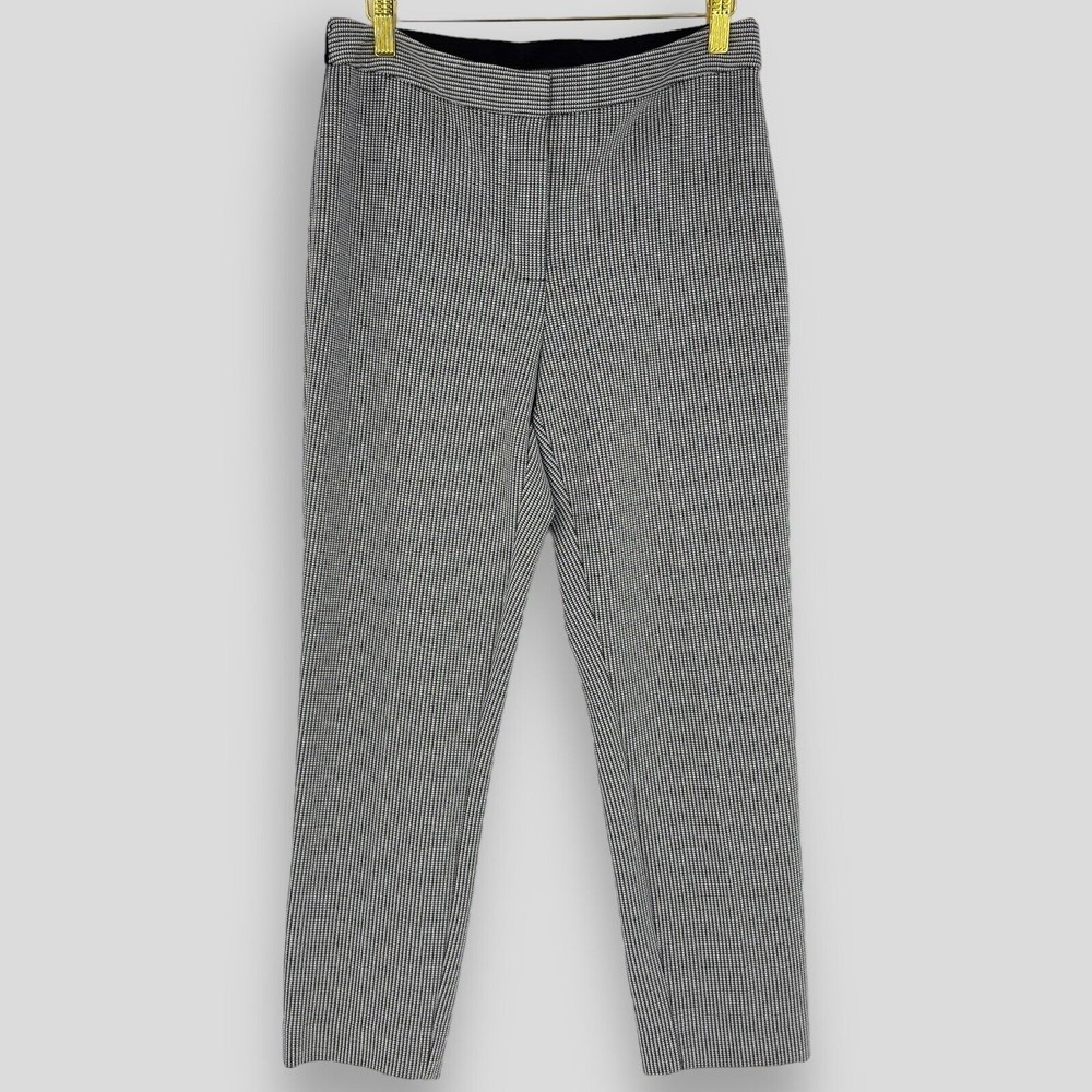 Vince Camuto Skinny Ankle Pants Womens Mini Houndstooth Size 4 Black Career